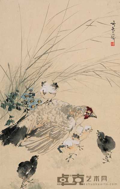 张书旂 合家欢 立轴　 66×41cm